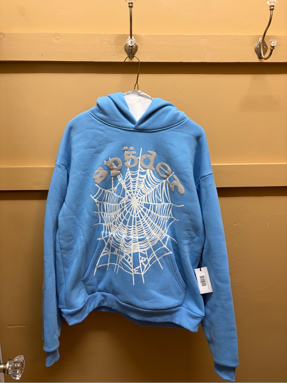 Blue Spider Web Graphic Hoodie Sweatshirt - Unbranded